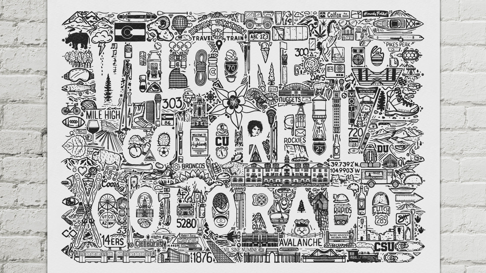 Welcome to Colorado Iconoflage Print